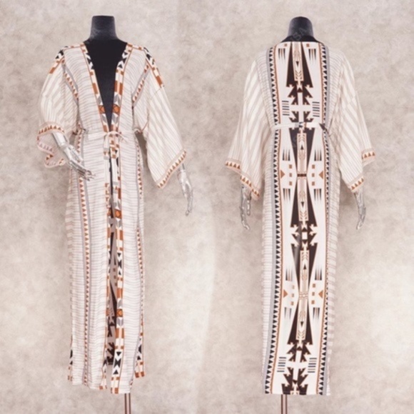 SOLD OUT Western Aztec Boho Tribal Kimono Duster Wrap - Picture 4 of 4